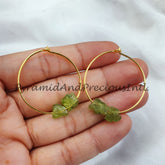 Natural Peridot Earring, 14K Gold Plated Earring, Round Earring, Loop Earring, January Birthstone Earring, Sold By Pair